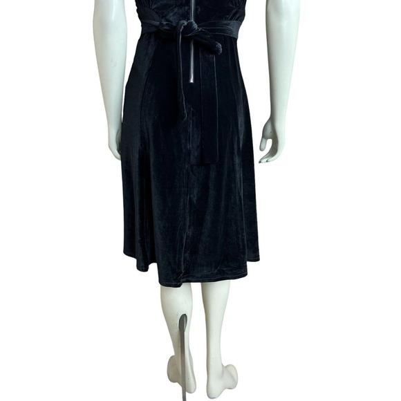 Nicoletta Carlone Black Velvet Dress XS Pierced Heart Sequin Dagger Goth 30s 40s - Picture 9 of 12